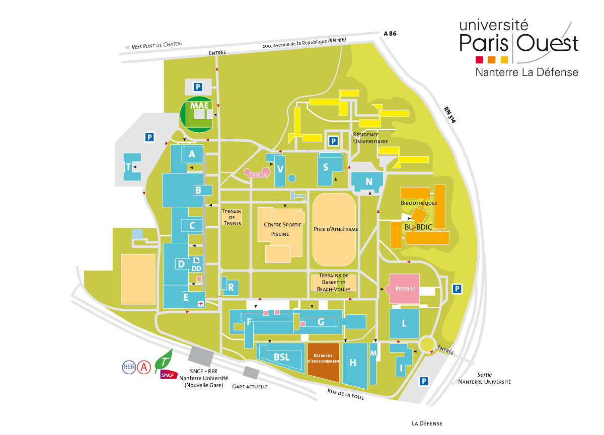 2014 plan du campusNanterre legende
