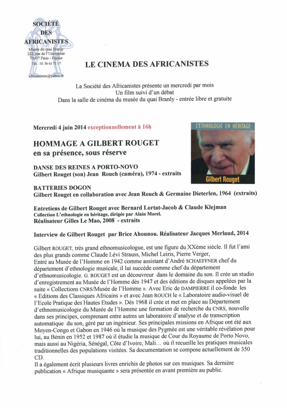 Hommage Rouget annonce