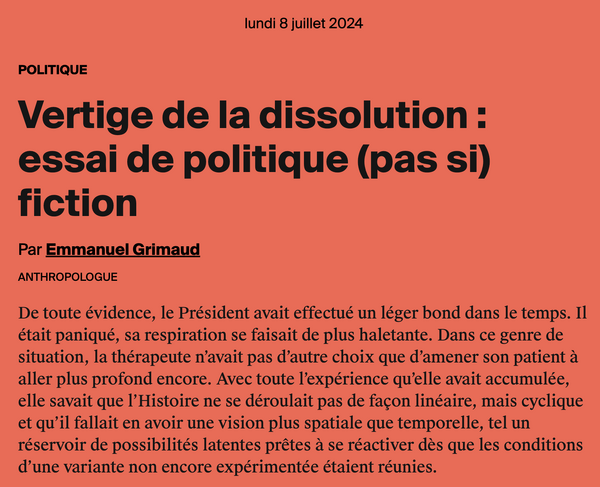 Vertige de la dissolution : essai de politique (pas si) ... Image 1